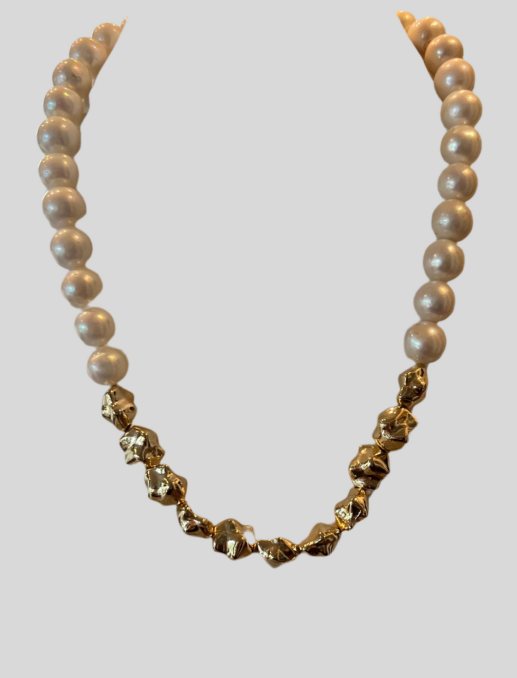 Pearl and gold nugget necklace