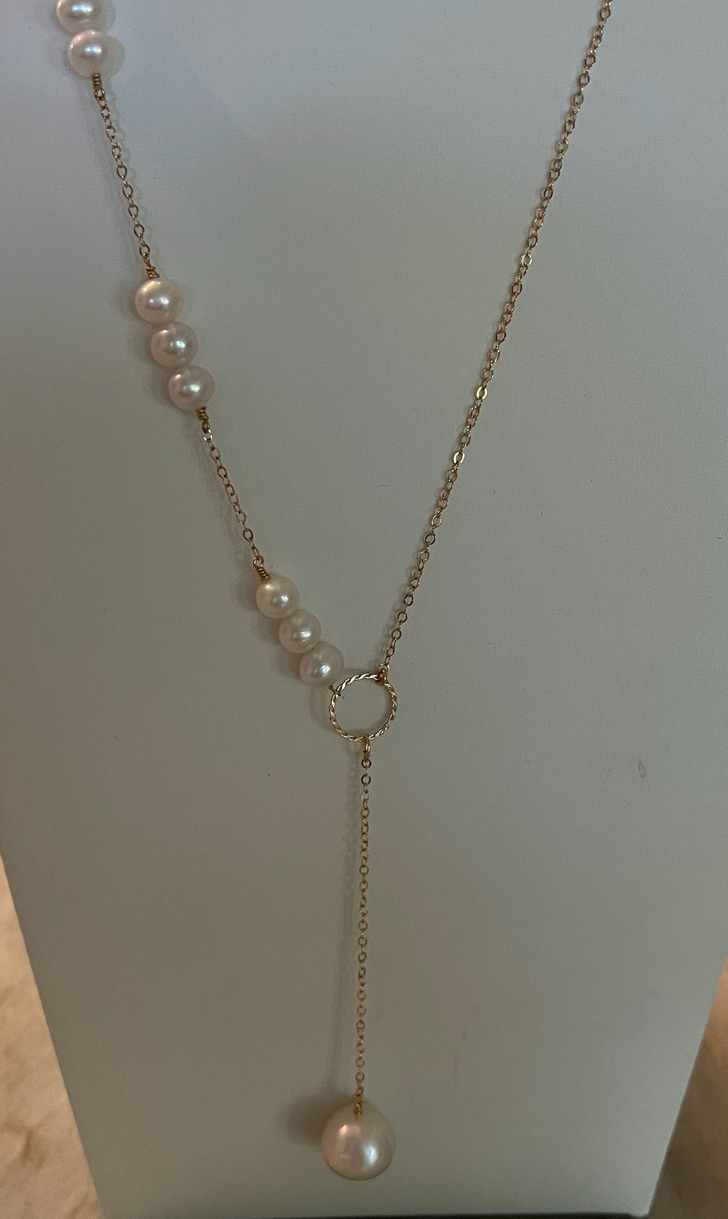 Gold and pearl laryiat