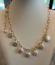 Load image into Gallery viewer, Coin pearl necklace and earring set
