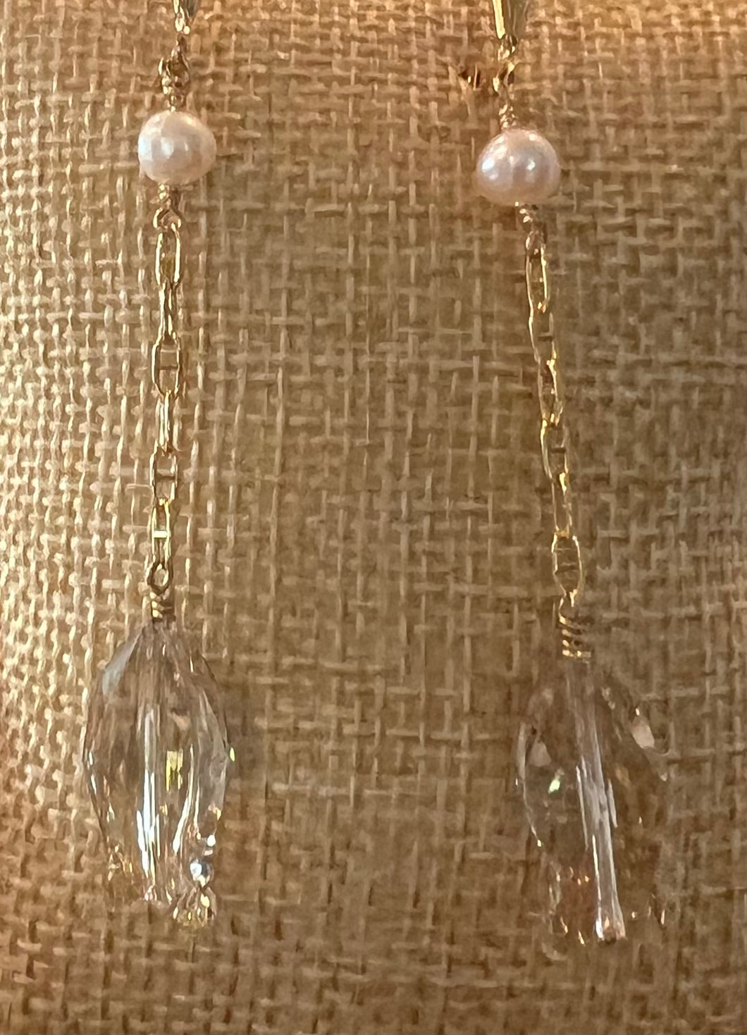 Swarovski fish and pearl earrings
