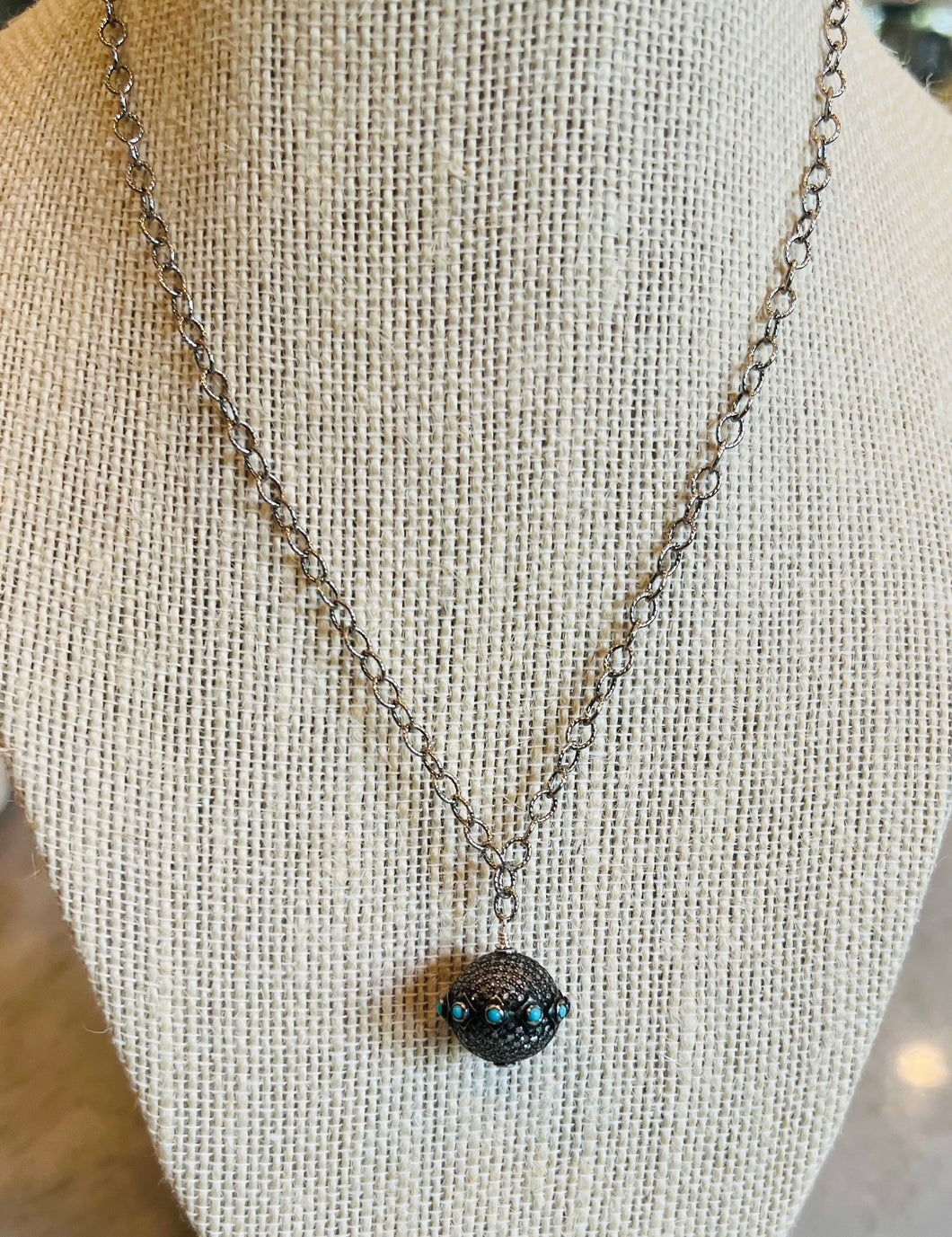 Diamonds and turquoise necklace