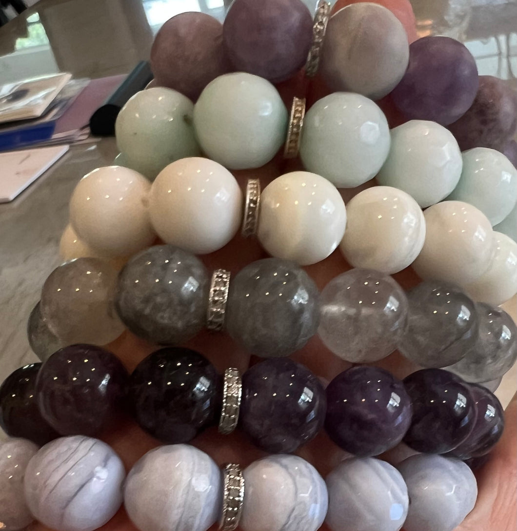 Semi precious stone stretch bracelets