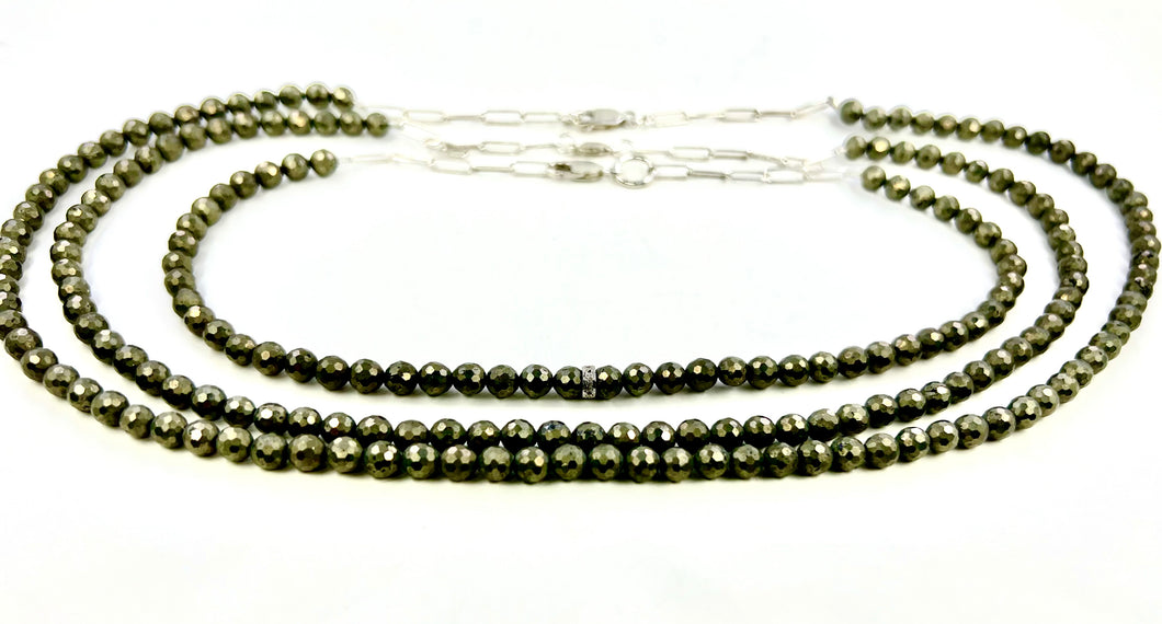 Pyrite and silver (necklace and bracelet set)