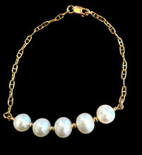 Load image into Gallery viewer, Pearl bracelets with delicate gold chains

